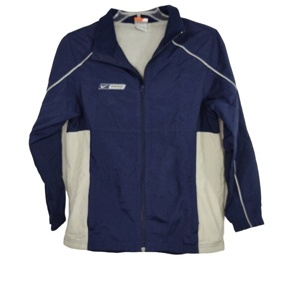 Nike Bauer Hockey Full Zip Jacket Women Size L Vented Zip Pockets Blue Tan - Picture 1 of 10
